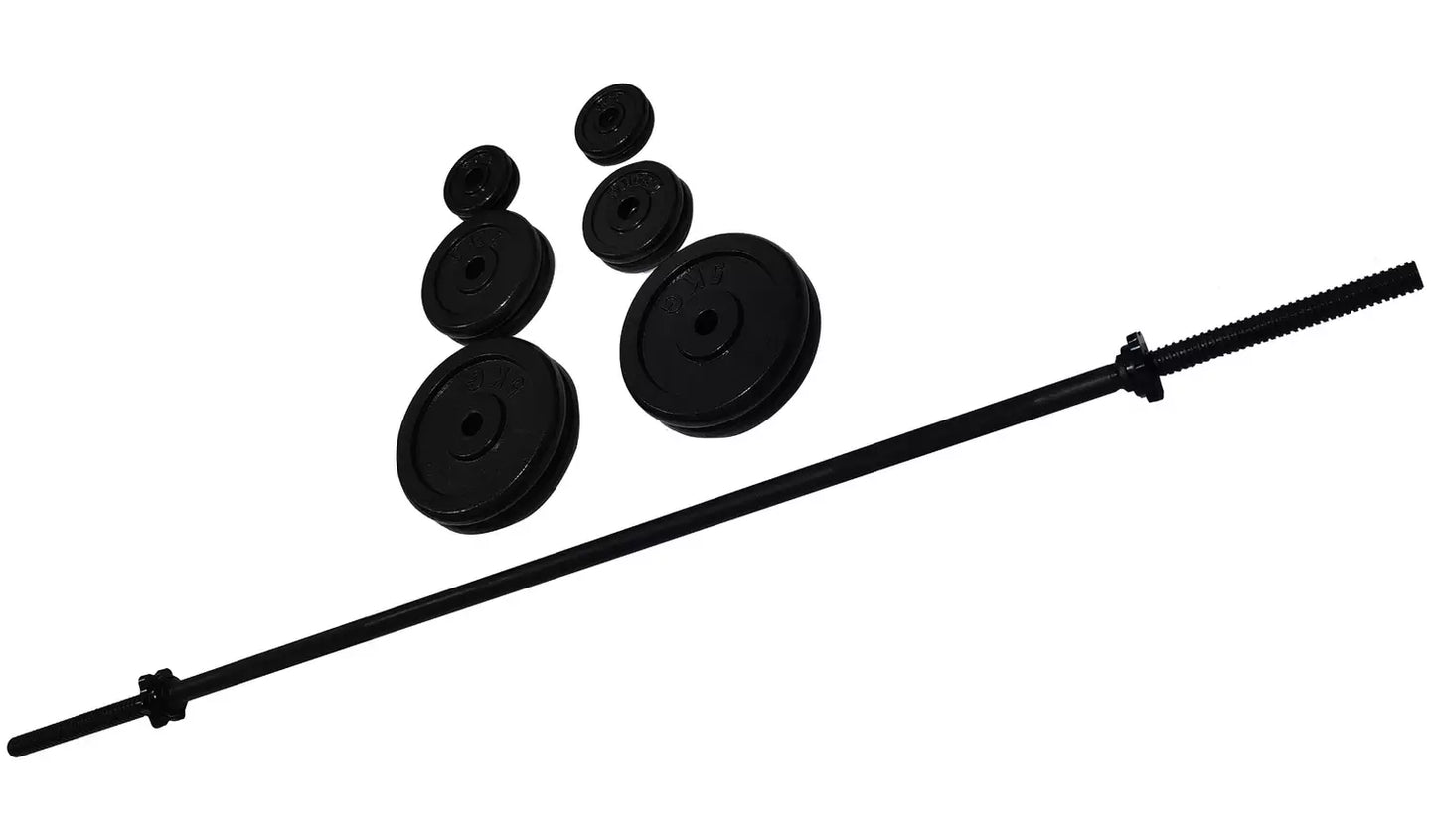 Opti 50KG Cast Iron Barbell Dumbbell Set